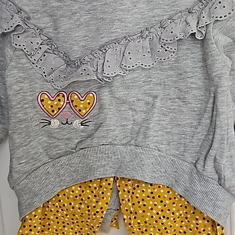 Blueberi Blvd Gray and Yellow Outfit Kid's Top Size 4T Pants Size 5 - Picture 4 of 13